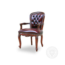 Load image into Gallery viewer, Louis XV Rose Arm Chair in Tufted Leather thomas-george-gallery