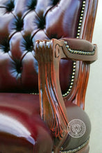 Load image into Gallery viewer, Louis XV Rose Arm Chair in Tufted Leather thomas-george-gallery