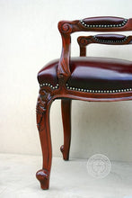 Load image into Gallery viewer, Louis XV Rose Arm Chair in Tufted Leather thomas-george-gallery
