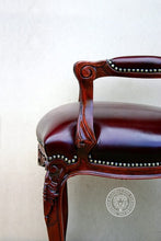 Load image into Gallery viewer, Louis XV Rose Arm Chair in Tufted Leather thomas-george-gallery