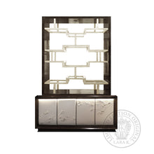 Load image into Gallery viewer, Nuovo Sideboard with Blossom Leather Fretwork Display Shelves thomas-george-gallery