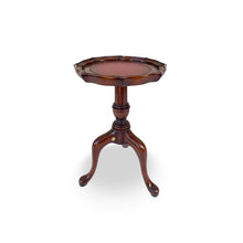 Load image into Gallery viewer, Georgian Pie Crust Wine Table with leather top