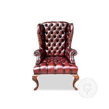 Load image into Gallery viewer, Queen Anne Wing Chair Tufted Seat & Arms thomas-george-gallery