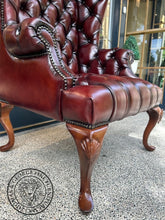 Load image into Gallery viewer, Queen Anne Wing Chair Tufted Seat & Arms thomas-george-gallery