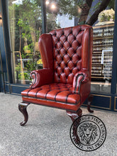 Load image into Gallery viewer, Queen Anne Wing Chair Tufted Seat & Plain Arms thomas-george-gallery