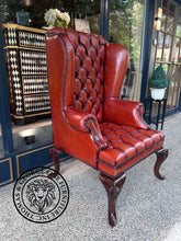 Load image into Gallery viewer, Queen Anne Wing Chair Tufted Seat & Plain Arms thomas-george-gallery