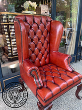Load image into Gallery viewer, Queen Anne Wing Chair Tufted Seat & Plain Arms thomas-george-gallery