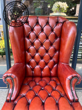 Load image into Gallery viewer, Queen Anne Wing Chair Tufted Seat & Plain Arms thomas-george-gallery