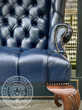 Load image into Gallery viewer, Queen Anne Wing Chair Tufted Seat & Plain Arms Copy thomas-george-gallery