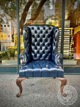 Load image into Gallery viewer, Queen Anne Wing Chair Tufted Seat & Plain Arms Copy thomas-george-gallery