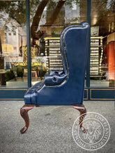 Load image into Gallery viewer, Queen Anne Wing Chair Tufted Seat & Plain Arms Copy thomas-george-gallery