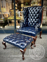 Load image into Gallery viewer, Queen Anne Wing Chair Tufted Seat & Plain Arms Copy thomas-george-gallery