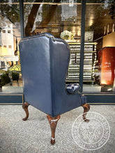 Load image into Gallery viewer, Queen Anne Wing Chair Tufted Seat & Plain Arms Copy thomas-george-gallery