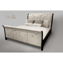 Load image into Gallery viewer, Nuovo Blossom Sculpted Leather Sleigh Bed thomas-george-gallery