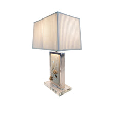 Load image into Gallery viewer, Sculpted Bird & Blossom Leather Table Lamp thomas-george-gallery