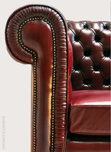 Load image into Gallery viewer, Gregory Chesterfield Diamond Burgundy Armchair (Pleated Arms| Loose Cushion)
