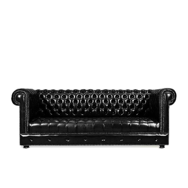 Edward Chesterfield 3-Seater Sofa  (Pleated Arms | Tufted Seat)