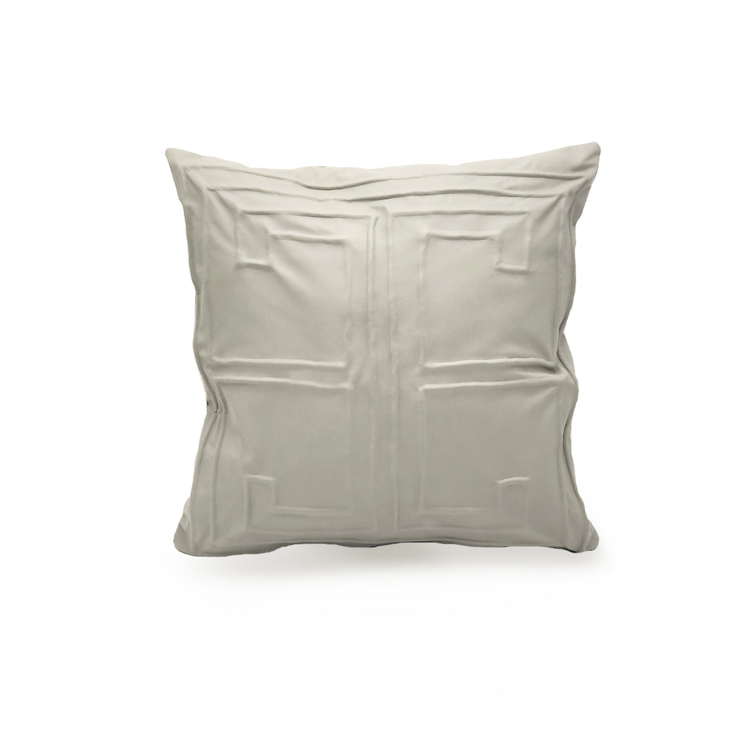 Greek Key Sculpted Leather Cushion | Throw Pillow