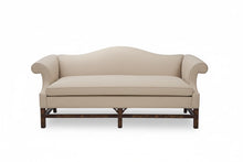 Load image into Gallery viewer, Blue sofa with wooden legs on a white background
