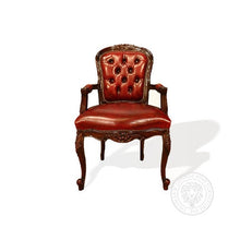 Load image into Gallery viewer, Louis XV Rose Arm Chair in Tufted Leather
