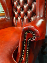 Load image into Gallery viewer, Queen Anne Wing Chair in Burgundy Leather
