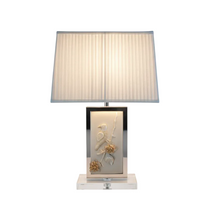 Load image into Gallery viewer, Sculpted Bird &amp; Blossom Leather Table Lamp
