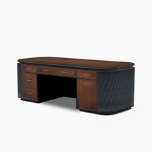 Load image into Gallery viewer, Uffi Executive Oval Desk with Trellis Leather Panels
