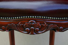Load image into Gallery viewer, Louis XV Rose Arm Chair in Tufted Leather
