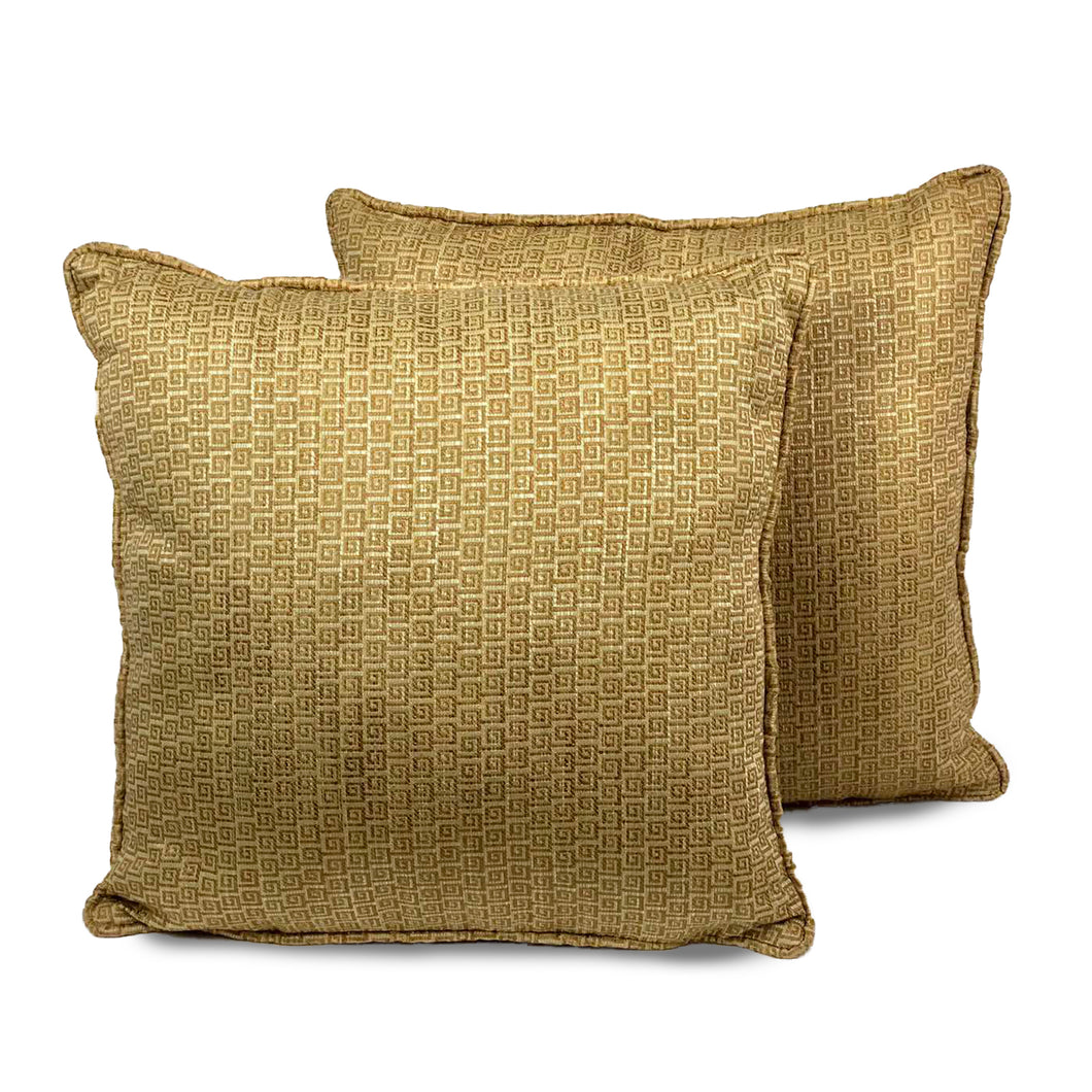 Gold Greek Key Cushion | Throw Pillow (Small)