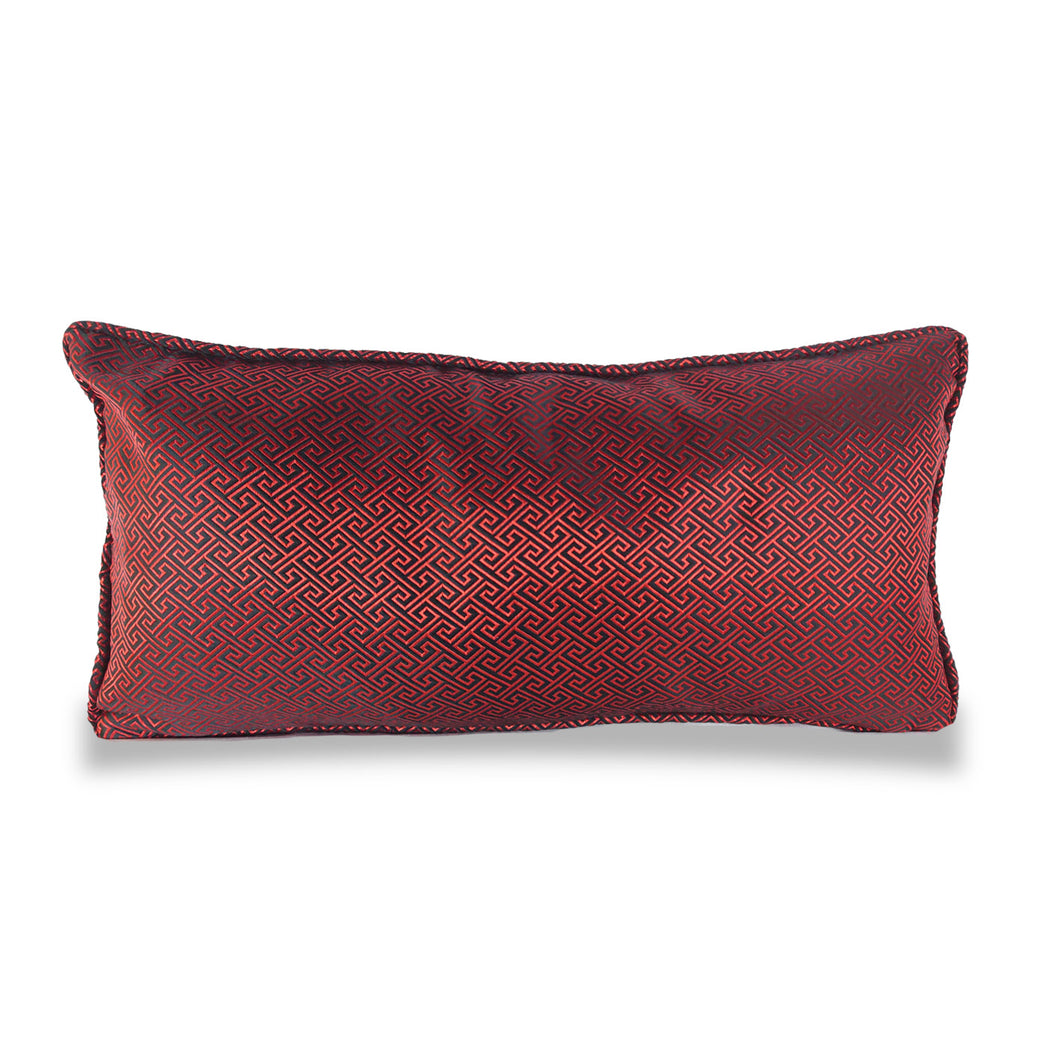 Red & Black Greek Key Cushion | Lumbar Pillow