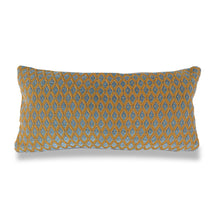 Load image into Gallery viewer, Gold &amp; Harlequin Blue Diamond Cut Chenille Cushion | Lumbar Pillow
