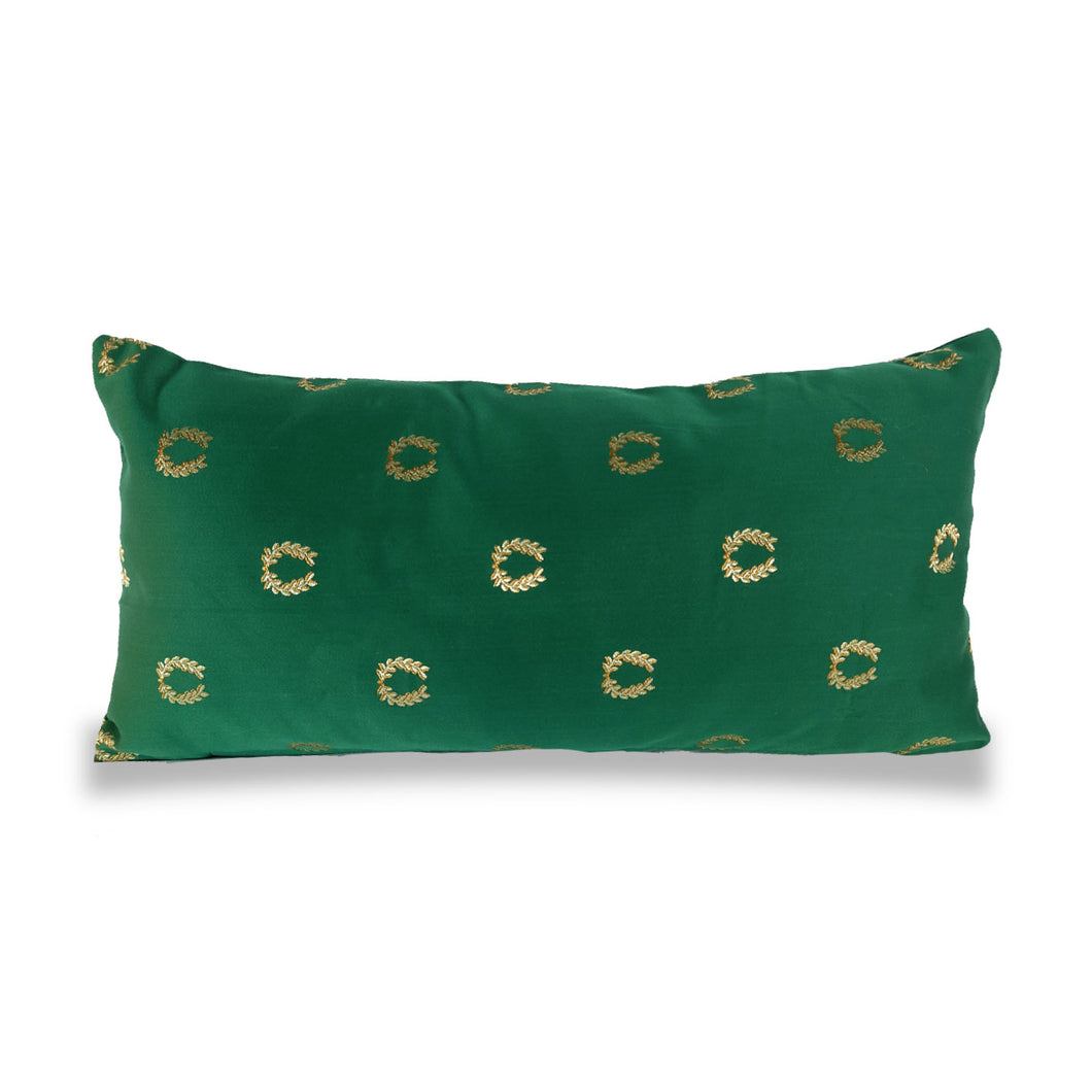 Emerald Green Wreath Cushion | Lumbar Pillow