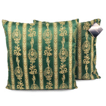 Load image into Gallery viewer, Emerald Green &amp; Gold Thread Cushion | Throw Pillow

