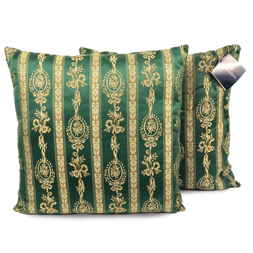 Emerald Green & Gold Thread Cushion | Throw Pillow