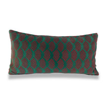 Load image into Gallery viewer, Red &amp; Emerald Green Art Deco Cushion | Lumbar Pillow
