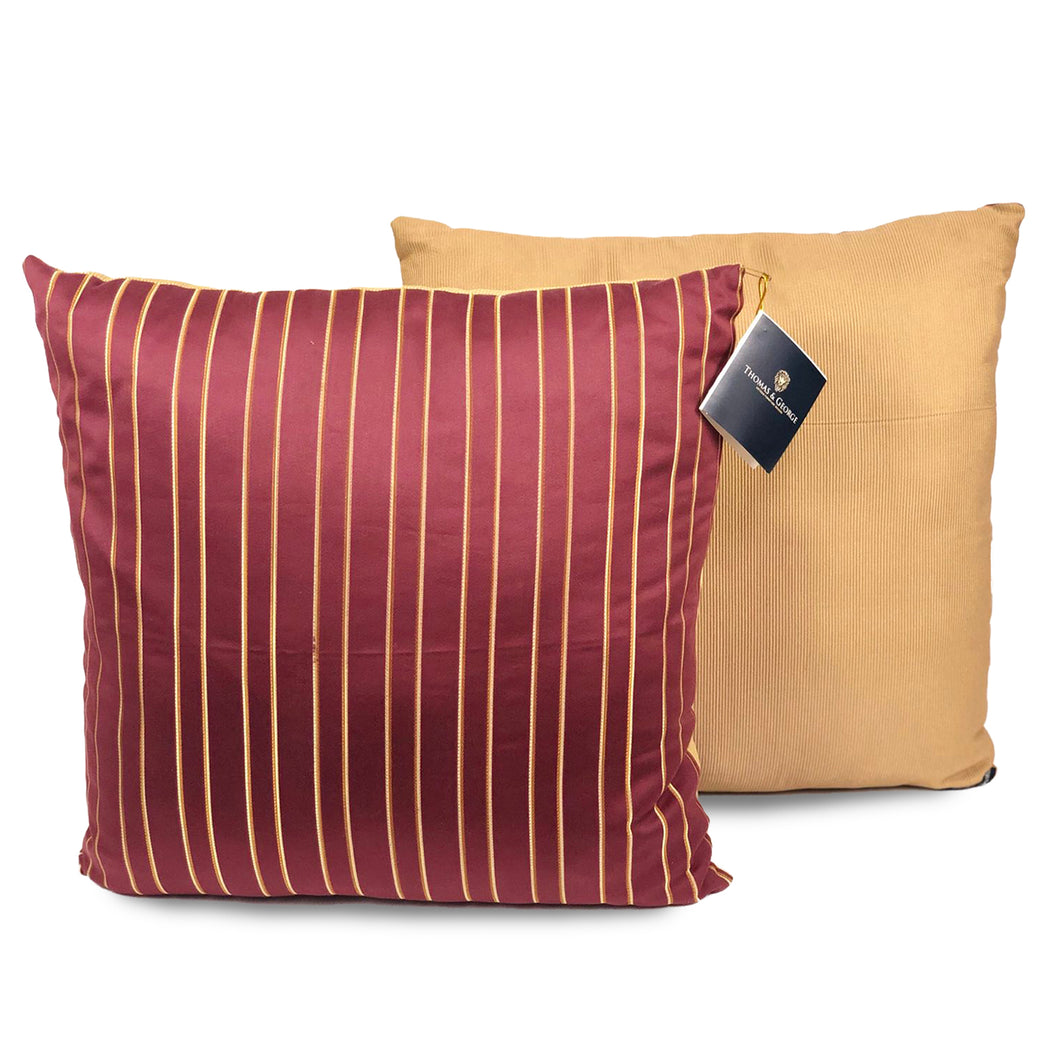 Burgundy & Gold Stripe Cushion | Throw Pillow