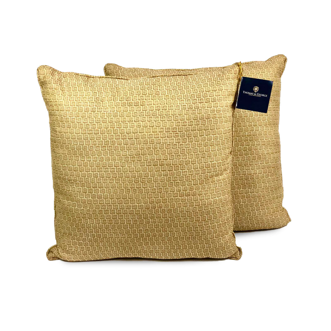 Gold Greek Key Cushion | Throw Pillow (Large)