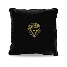 Load image into Gallery viewer, Black Velvet Cushion with Embroidered logo | Square Pillow
