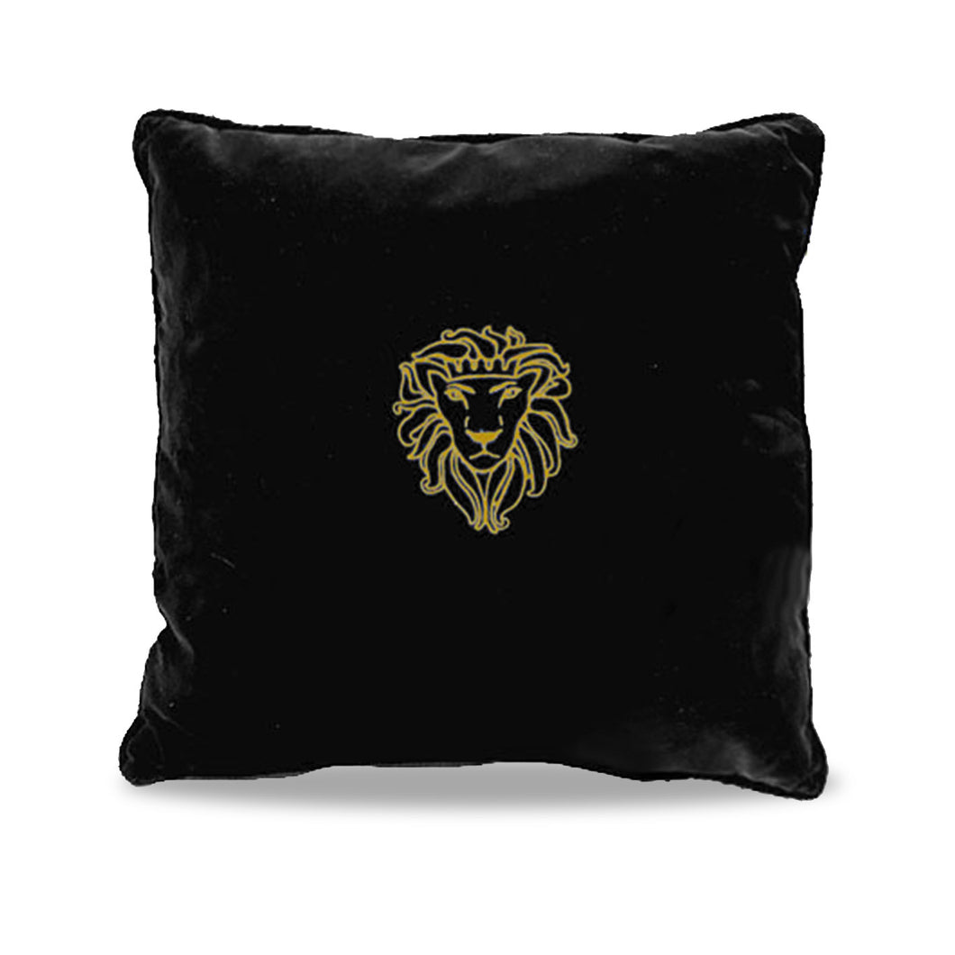 Black Velvet Cushion with Embroidered logo | Square Pillow