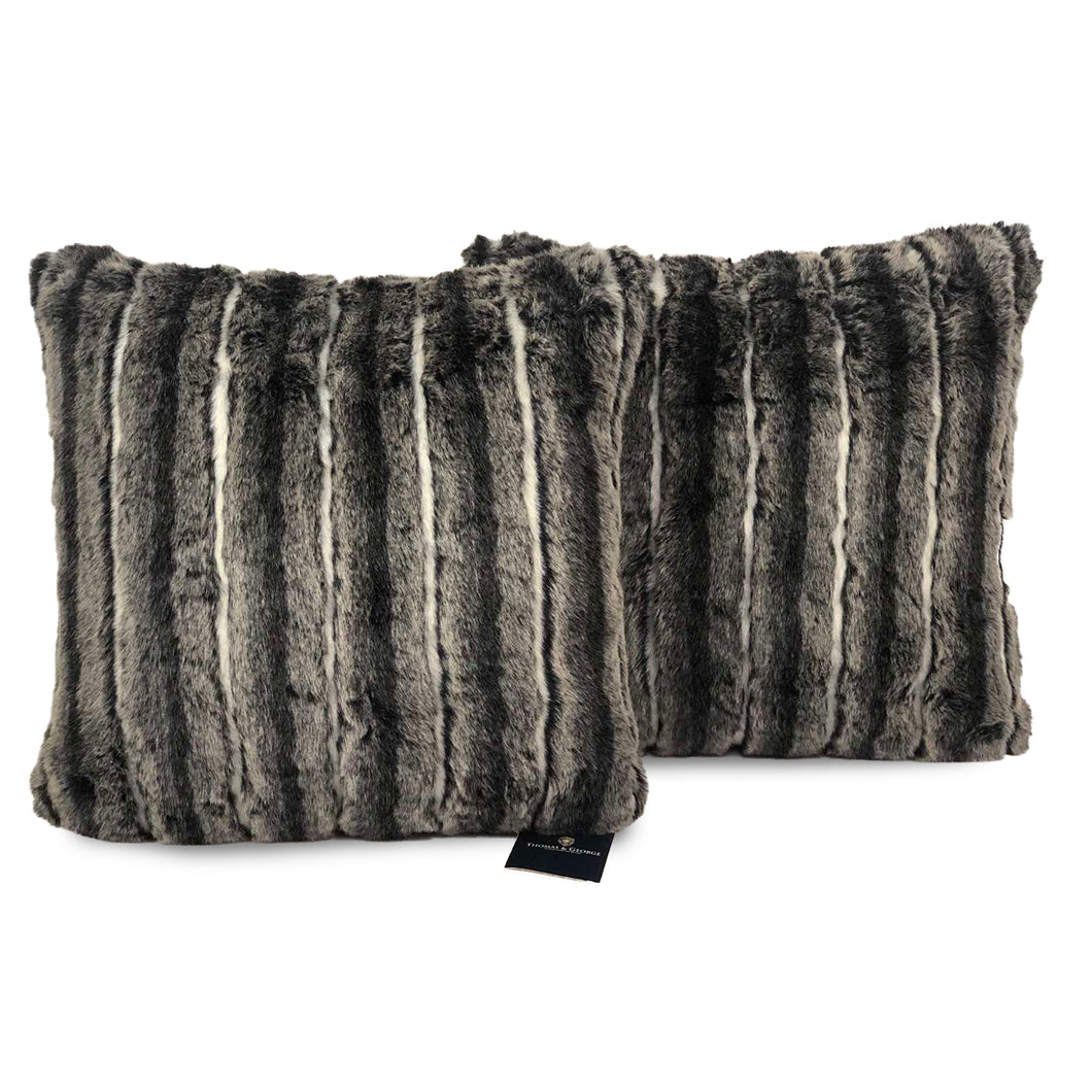 Mink Fur Grey Black Cream Cushion | Throw Pillow
