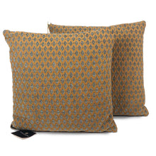 Load image into Gallery viewer, Gold &amp; Harlequin Blue Diamond Cut Chenille Cushion | Throw Pillow
