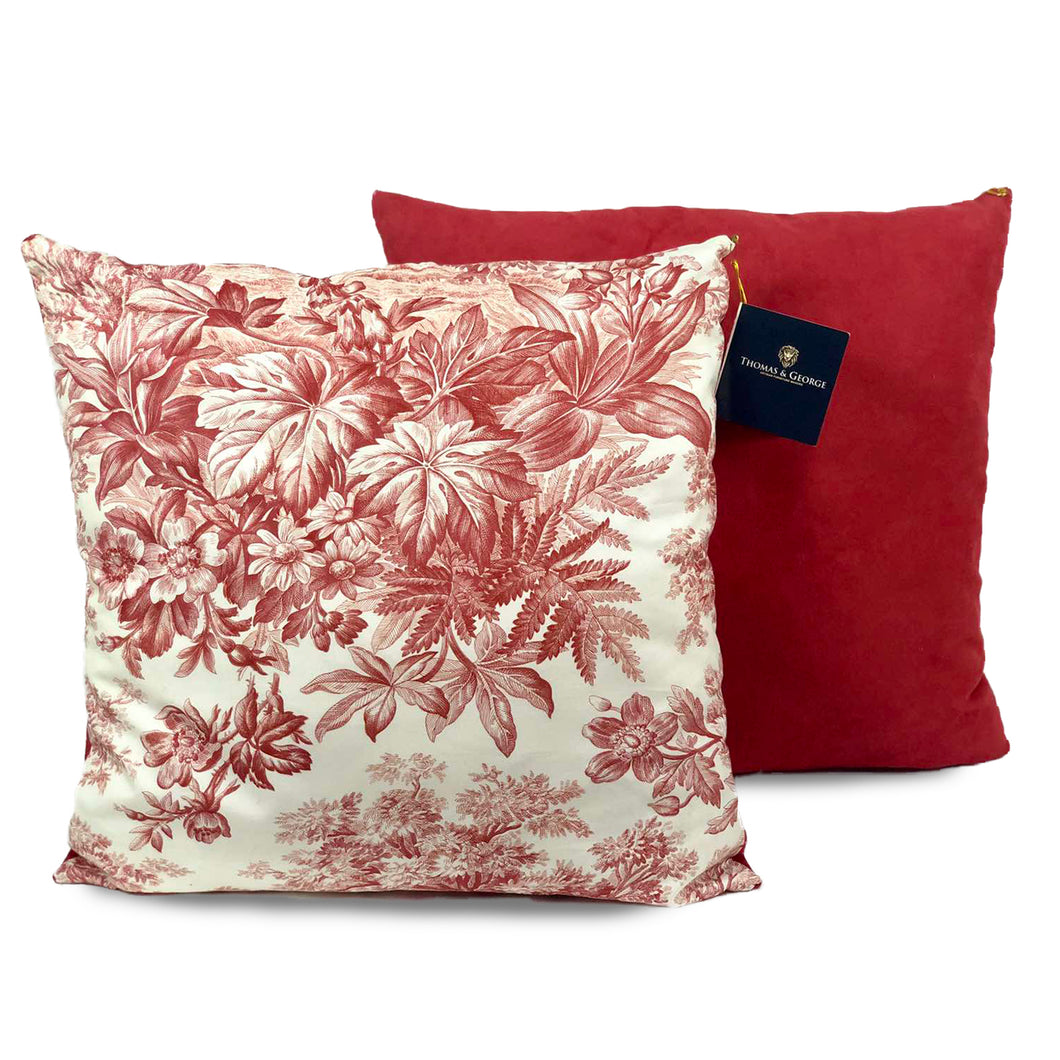 Red Toile Foliage Cushion | Throw Pillow