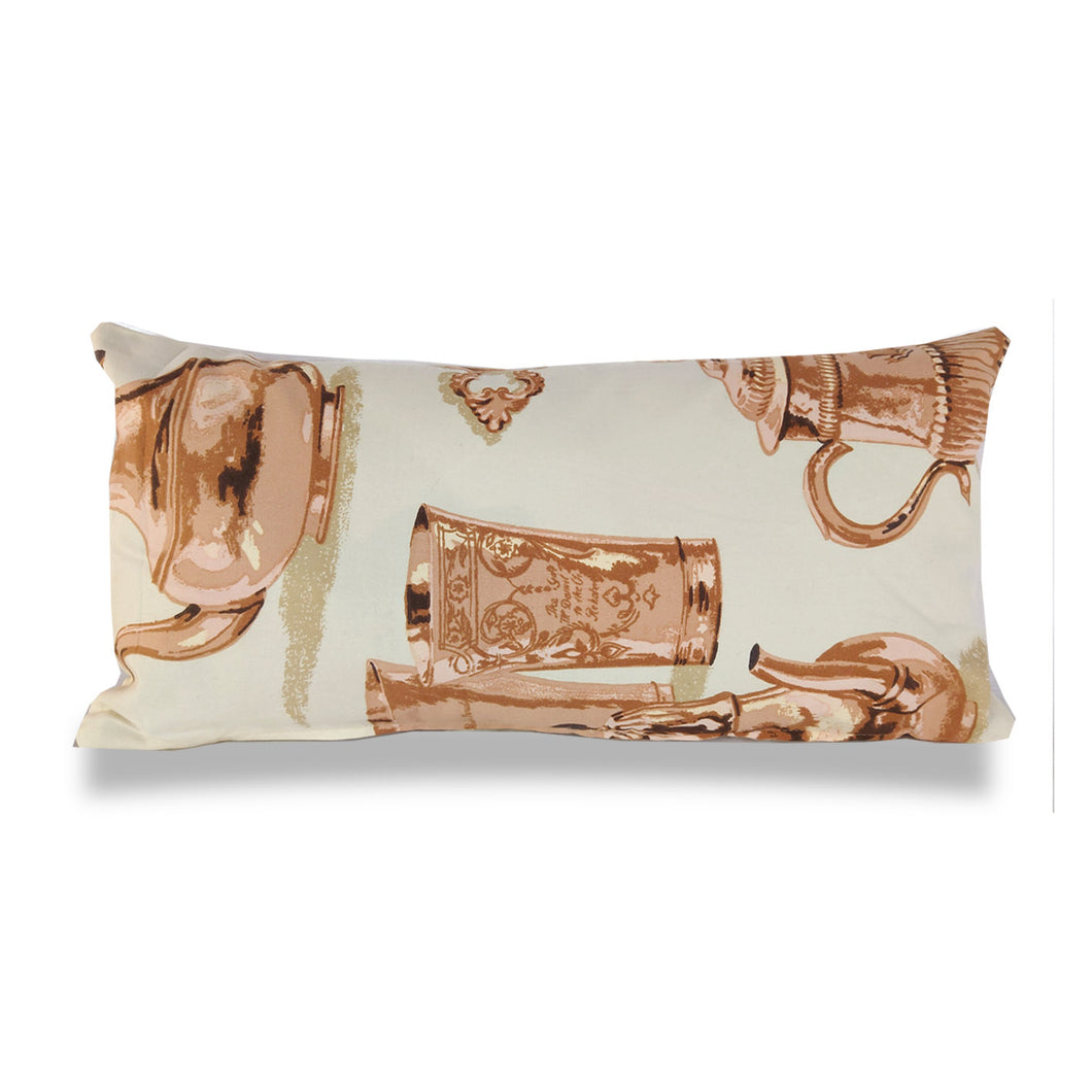 Bronze & Cream Vintage Silverware Cushion | Lumbar Pillow