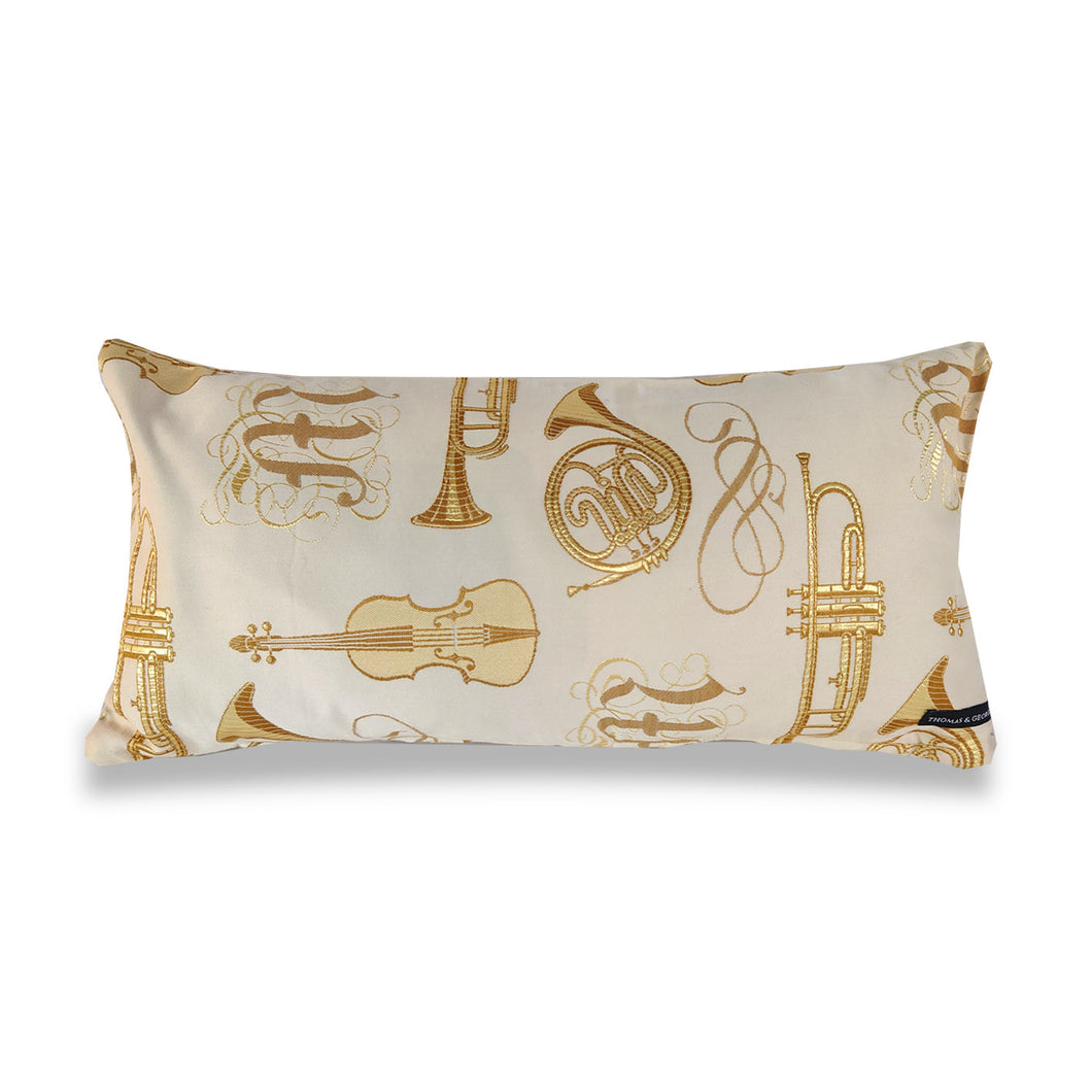 Crema & Gold Orchestra Cushion | Lumbar Pillow