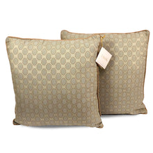 Load image into Gallery viewer, Tea Green &amp; Gold Thread Medallions Cushion | Throw Pillow
