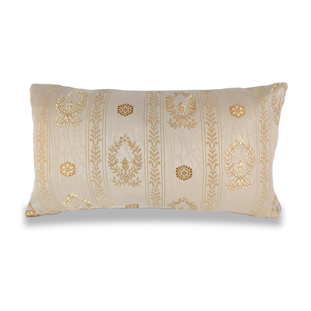 Cream & Gold Thread Cushion | Lumbar Pillow