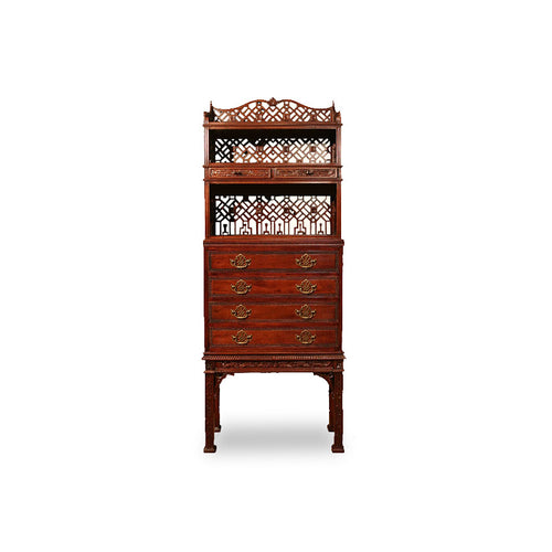 Chinese Chippendale Oriental Bureau Bookcase thomas-george-gallery