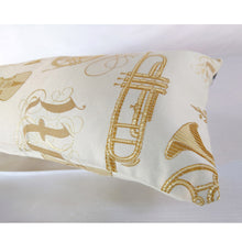 Load image into Gallery viewer, Crema &amp; Gold Orchestra Cushion | Lumbar Pillow
