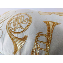 Load image into Gallery viewer, Crema &amp; Gold Orchestra Cushion | Lumbar Pillow

