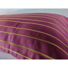 Load image into Gallery viewer, Burgundy and Gold Stripe Cushion | Lumbar Pillow
